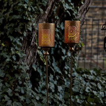 Gold Punched Metal Candle Holder Garden Stake (Set of 4) - $2,811.67 MXN