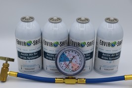 Envirosafe Arctic Air for R134 systems, 4 cans and Gauge - $74.79