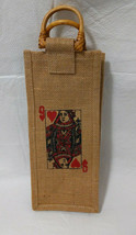 Burlap Wine Bottle Gift Bag Bamboo Handle  - £3.95 GBP