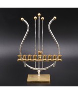 Unique Harp-Shaped Chanukah Hanukkah Menorah, Gold- and Silver Plated, H... - $161.50 CAD