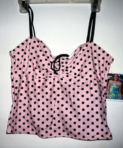 Catalina Swimsuit / Tankini Top Only - Pink w/Black Dots - Gathered Bodice - Nwt - £7.90 GBP
