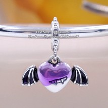 2022 Release Happy Halloween Sterling Silver Vampire Winged Heart Dangle Charm - £13.98 GBP