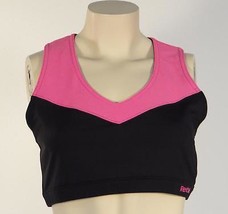Reebok Playdry Fitted Black &amp; Pink Racer Back Sports Bra Women&#39;s NWT - £26.74 GBP