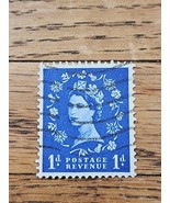 Great Britain Stamp Queen Elizabeth II 1d Used 318 Wave Cancel - $1.36 CAD