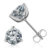 Real 1.5 Carat D Color 3 Claw Moissanite Stud Earrings For Women Top Quality 100 - £56.01 GBP