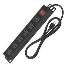 6 Outlet Wall Mount Power Strip, Metal Mountable Power Strip Surge Protector, He - £30.59 GBP