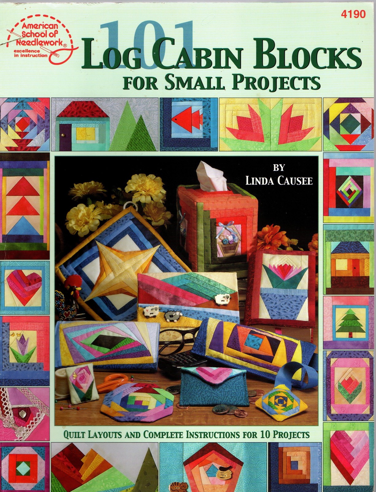 101 Log Cabin Blocks for Small Projects Quilt Craft Vintage Book Booklet 1999
