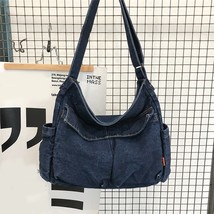 Japanese Harajuku Shoulder Bags Retro Denim Messenger Large Capacity Handbag Com - £26.98 GBP