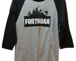 Men small NOAH raglan 3/4 sleeve shirt video gaming gray black personalized - $10.39
