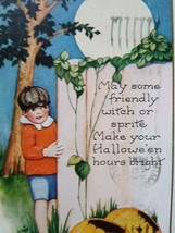 Halloween Postcard Whitney Witch Or Sprite Framingham Mass 1930 Fantasy - £24.35 GBP