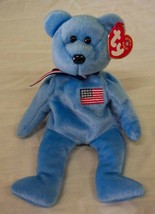 Ty Beanie Babies Blue Usa America Teddy Bear 8&quot; Stuffed Animal Toy New - £12.22 GBP
