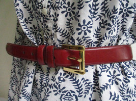Talbots Rust Color Genuine Leather Belt Solid Brass Buckle Womens Size M... - $23.74