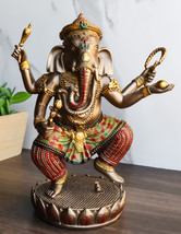 Hindu Supreme God Dancing Nritya Ganesha On Lotus Statue 8&quot;H Patron Of The Arts - £45.69 GBP