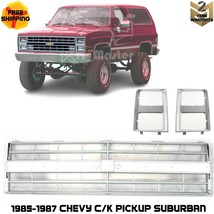Front Grille Assembly &amp; Headlight Bezels For 1985-1987 Chevy C/K Pickup ... - £95.62 GBP