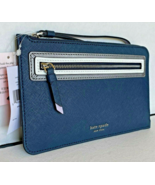 New Kate Spade Medium L-zip Reiley Shadow Anchor Wristlet Leather Petrol... - €28,44 EUR