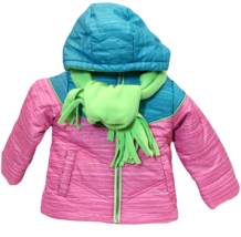 Pacific Trail Jacket Girls 2T With Hood Scarf Pink Green Blue Softshell - £16.07 GBP