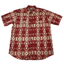 Orvis Shirt Men’s L Red Aztec Print Hawaiian Polynesian Button Up Fishing S/S - £19.76 GBP