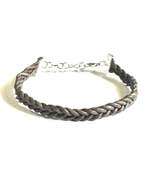 Braided Leather Bracelet, Brown, Adjustable Chain Clasp - $7.99
