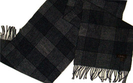 Cole Haan Blue &amp; Gray Plaid Wool &amp; Cashmere Blend Scarf 68  Long X 12  Wide - £11.84 GBP