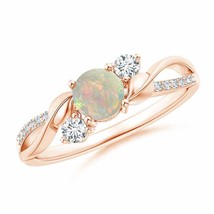 ANGARA Opal and Diamond Twisted Vine Ring for Women, Girls in 14K Solid Gold - £733.13 GBP