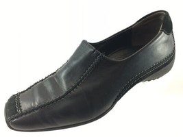 SH22 Paul Green Munchen UK 3 US 5.5 Black Leather Suede Square Toe Loafer Shoes - £17.56 GBP