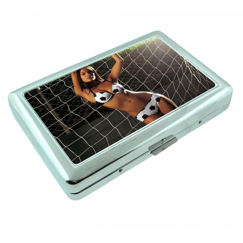 Colombian Pin Up Girls D10 Silver Metal Cigarette Case RFID Protection W... - $16.78