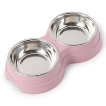  Double Pet Bowls Dog Food Water Feeder Stainless Steel Pet Drinking Dis... - £6.38 GBP+