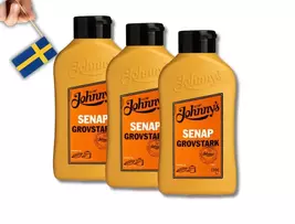 3 Bottles Johnnys Senap Grovstark 500g (17.63 oz) Swedish Coarse &amp; Spicy... - $29.90