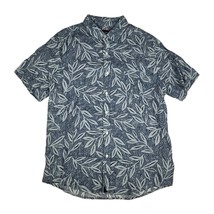 Untuckit Shirt Mens Large Blue Floral Linen Brentin Short Sleeve Hawaiia... - $31.18