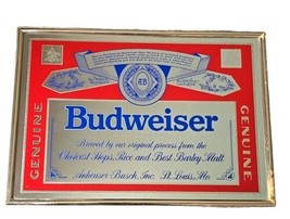 Vintage 1992 ~ BUDWEISER Beer Mirror Sign ~ 18&quot; x 25&quot; ~ Anheuser-Busch ~ 102-301 - £84.31 GBP