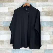 Peace Of Cloth NY Panticular Oversized Cape Jacket Black Button Up Womens 2 - $59.39