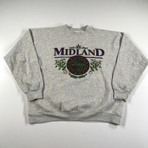 Vintage Midland Michigan Sweatshirt Size Large Fits Medium Heather Gray Crew - £18.36 GBP