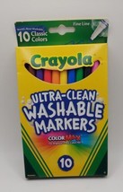 KIDS Crayola Ultra-Clean Washable Markers Color Max 10 Fine Line ( TESTED) - £5.45 GBP