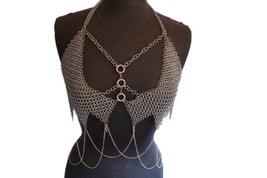 Mittelalterlich Silber Metal Kettenhemd Bikini Satz Bh Top Kostüm Rock Ball Gift - £77.41 GBP