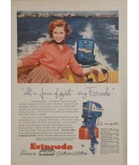 1955 Print Ad Evinrude Quiet Outboard Motors Pretty Lady Drives a Boat - $22.48