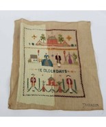 Paragon Colonial Scene 14&quot; x 12&quot; Needlepoint Incomplete Stitched Panel Only - £13.91 GBP