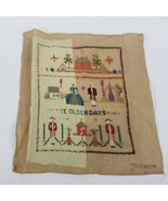 Paragon Colonial Scene 14&quot; x 12&quot; Needlepoint Incomplete Stitched Panel Only - £13.37 GBP