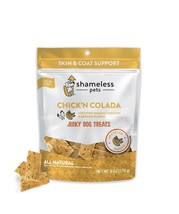 Shameless Pets Chick&#39;n Colada Jerky Dog Treats, Chicken and Banana, 5 Oz. Bag - £5.94 GBP