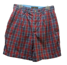 Tommy Hilfiger Golf 32 red blue plaid shorts men cotton vintage 2002 ple... - £11.67 GBP