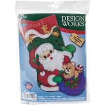 Design Works Felt Stocking Applique Kit 18&quot; Long-Starlight Santa - $23.49