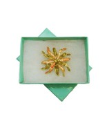 Vintage Petal Flower Brooch Pin, Pink &amp; Green Enamel, Gold Tone, JWL-212 - $274.27 MXN