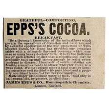 James Epps Cocoa 1885 Advertisement Victorian Homeopathic Chemists ADBN1kkk - £11.78 GBP