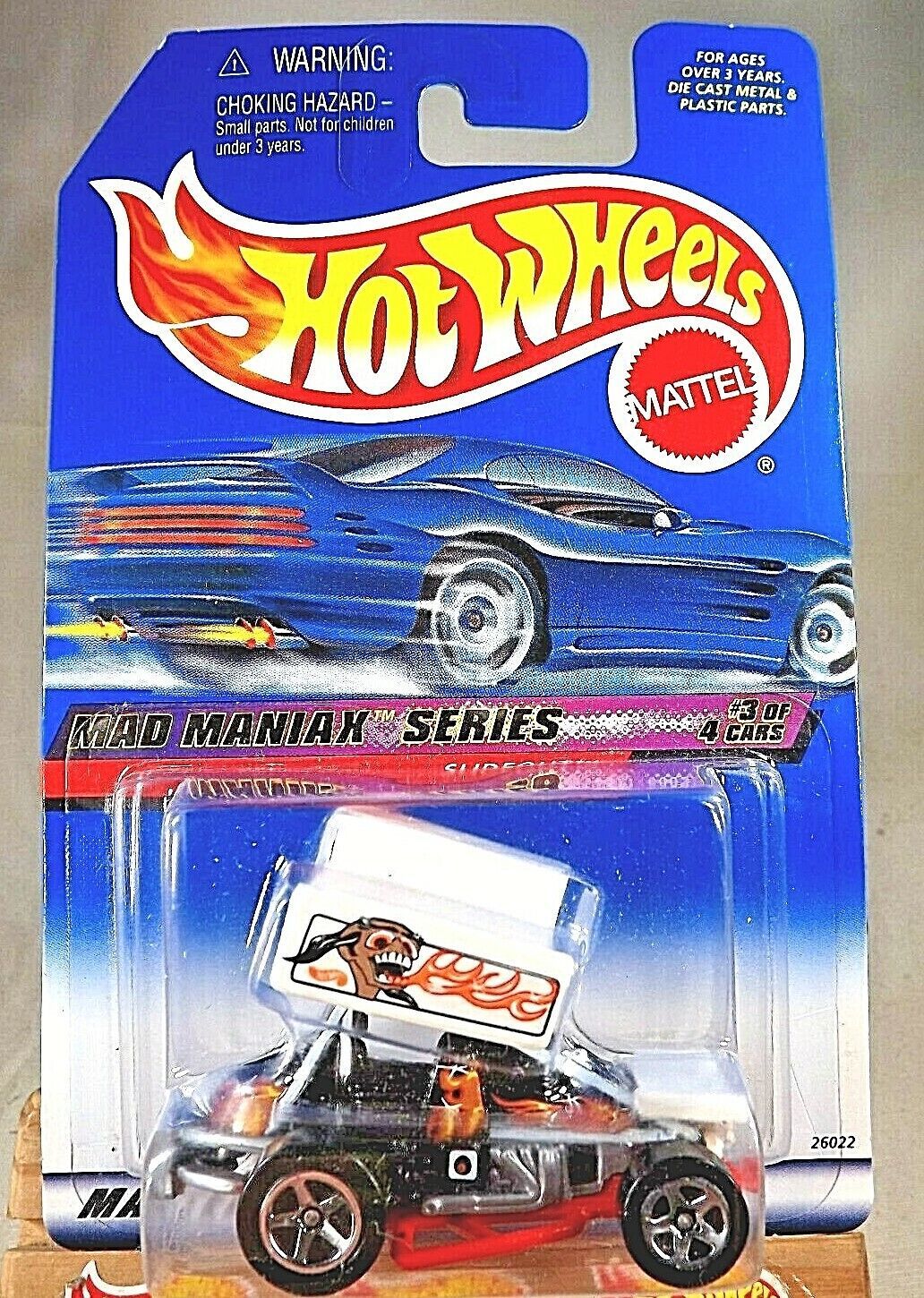 2000 Hot Wheels #19 Mad Maniax Series 3/4 SLIDEOUT Black-White w/5 Spoke Wheels