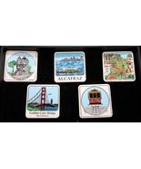 Vtg Lot of 5 California San Francisco Hand Painted Ceramic Tile Coaster ... - $552.28 MXN