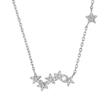 Dazzling Linked Shooting Stars Sterling Silver and Cubic Zirconia Necklace - £12.58 GBP