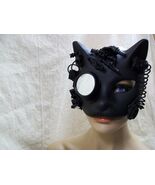 Black Steampunk Gato Mask Monocle Cat Futuristic Warrior Lioness Feline ... - $433.37 MXN