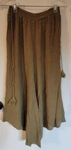Womens S Mustard Seed Green Cropped Wide Leg Casual Summer Lounge Pants - $18.81
