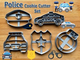 Police Set of 5 Cookie Cutters | Police Hat | Police Car | Handcuffs | P... - £3.97 GBP+