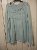 Liz Claiborne Long Sleeve Sweater Pastel Turquoise Size LARGE NEW $45 - £14.22 GBP