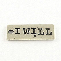 3 Quote Charms Word Pendants I WILL Inspirational Findings Antique Silve... - $2.64